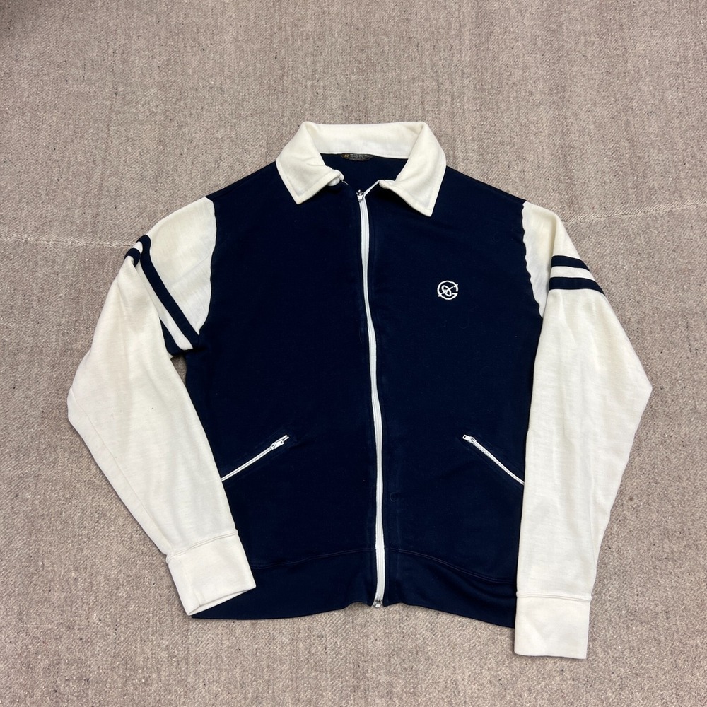 Vintage JC Penny Zip Up Sweatshirt Mens Medium Blue 1970s Track Jacket